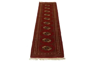 Red Tribal 2X9 Turkoman Persian Runner Rug