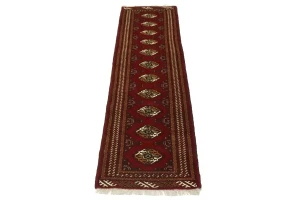 Red Tribal 3X10 Turkoman Persian Runner Rug