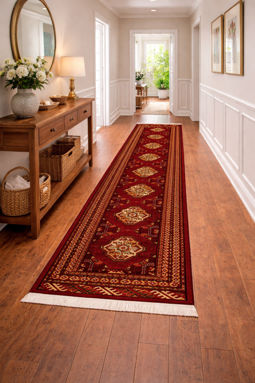 Red Tribal 3X10 Turkoman Persian Runner Rug