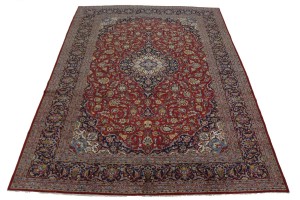 Vintage Red Traditional 10X13 Kashan Persian Rug