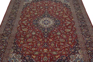 Vintage Red Traditional 10X13 Kashan Persian Rug