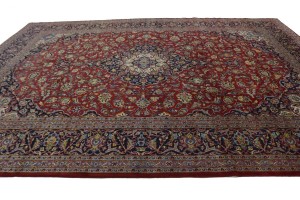 Vintage Red Traditional 10X13 Kashan Persian Rug