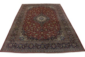 Vintage Red Traditional 10X13 Kashan Persian Rug