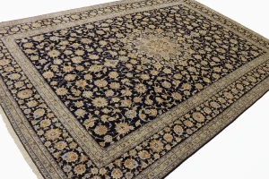 Dark Navy Vintage Traditional 11'6X17'4 Kashan Persian Oriental Rug