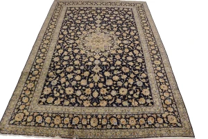 Dark Navy Vintage Traditional 11'6X17'4 Kashan Persian Oriental Rug