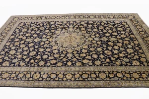 Dark Navy Vintage Traditional 11'6X17'4 Kashan Persian Oriental Rug