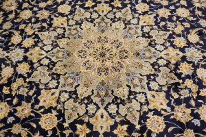 Dark Navy Vintage Traditional 11'6X17'4 Kashan Persian Oriental Rug