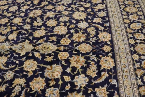 Dark Navy Vintage Traditional 11'6X17'4 Kashan Persian Oriental Rug