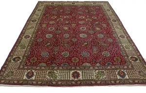 Vintage Fuchsia-Rose Traditional 11X15 Tabriz Persian Rug