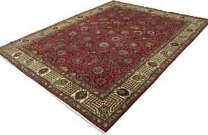 Vintage Fuchsia-Rose Traditional 11X15 Tabriz Persian Rug