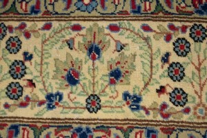 Semi Antique Cream Floral 7X11 Kashan Boteh Persian Rug