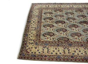 Semi Antique Cream Floral 7X11 Kashan Boteh Persian Rug