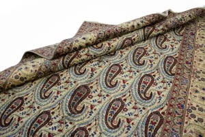 Semi Antique Cream Floral 7X11 Kashan Boteh Persian Rug