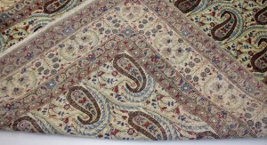 Semi Antique Cream Floral 7X11 Kashan Boteh Persian Rug