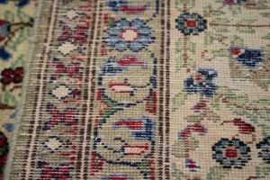 Semi Antique Cream Floral 7X11 Kashan Boteh Persian Rug