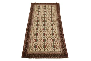 Cream Vintage Tribal 4X9 Turkoman Persian Runner Oriental Rug