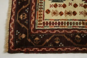 Cream Vintage Tribal 4X9 Turkoman Persian Runner Oriental Rug