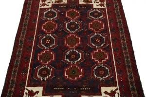 Vintage Red Tribal 3X6 Balouch Persian Rug