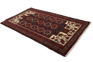 Vintage Red Tribal 3X6 Balouch Persian Rug