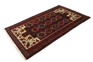 Vintage Red Tribal 3X6 Balouch Persian Rug