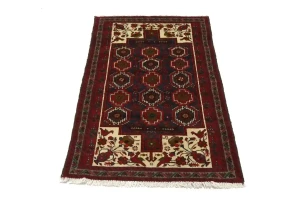 Vintage Red Tribal 3X6 Balouch Persian Rug