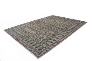 Semi Antique Beige Floral 7'4X10'5 Kashan Boteh Persian Rug