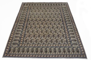 Semi Antique Beige Floral 7'4X10'5 Kashan Boteh Persian Rug