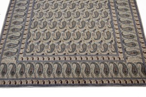 Semi Antique Beige Floral 7'4X10'5 Kashan Boteh Persian Rug