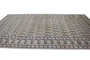 Semi Antique Beige Floral 7'4X10'5 Kashan Boteh Persian Rug