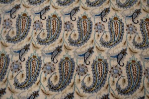 Semi Antique Beige Floral 7'4X10'5 Kashan Boteh Persian Rug