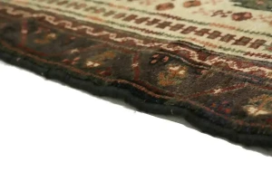 Vintage Cream Tribal 4X9 Turkoman Persian Runner Rug