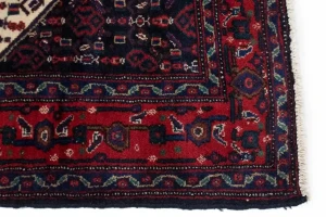 Vintage Red Geometric 4X5 Bidjar Persian Rug