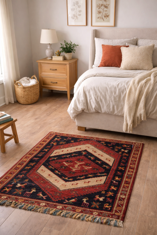 Semi Antique Red Tribal 3' x 5' Shiraz Persian Rug