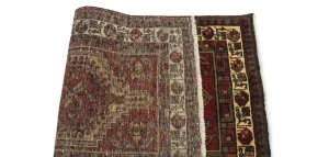 Vintage Red Geometric 3'5X6 Meshkin Persian Rug