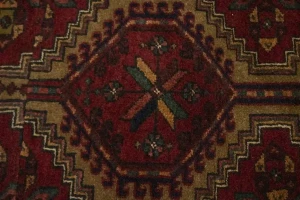 Vintage Red Geometric 3'5X6 Meshkin Persian Rug