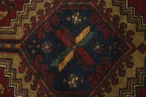 Vintage Red Geometric 3'5X6 Meshkin Persian Rug