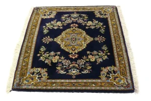 Navy Blue Traditional 2'9X3'0 Kashan Persian Oriental Rug