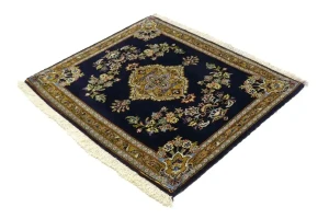 Navy Blue Traditional 2'9X3'0 Kashan Persian Oriental Rug