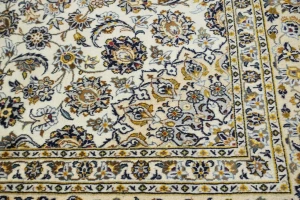 Vintage Cream Traditional 10X14 Kashan Persian Oriental Rug