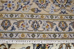 Vintage Cream Traditional 10X14 Kashan Persian Oriental Rug