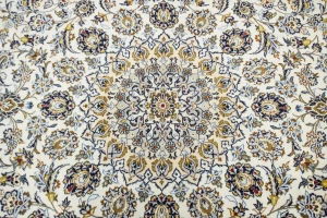 Vintage Cream Traditional 10X14 Kashan Persian Oriental Rug