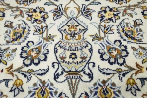 Vintage Cream Traditional 10X14 Kashan Persian Oriental Rug