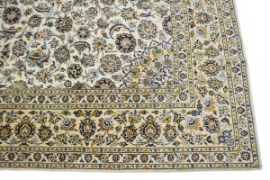 Vintage Cream Traditional 10X14 Kashan Persian Oriental Rug