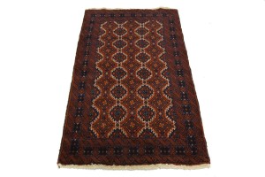 Dark Rust Tribal 3'2X5'5 Balouch Persian Rug