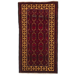 Red Vintage Tribal 3'6X6'5 Balouch Persian Oriental Rug