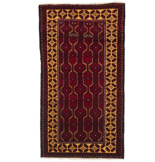 Red Vintage Tribal 3'6X6'5 Balouch Persian Oriental Rug