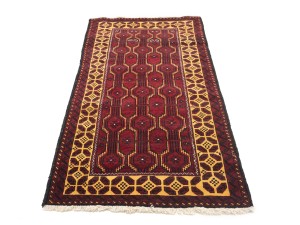 Red Vintage Tribal 3'6X6'5 Balouch Persian Oriental Rug