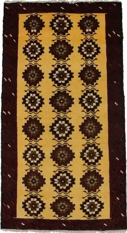 Vintage Vanilla Cream Tribal 3X6 Balouch Persian Rug