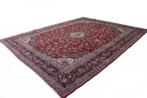 Vintage Red Traditional 10X13 Kashan Persian Rug