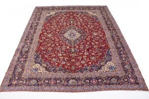 Vintage Red Traditional 10X13 Kashan Persian Rug